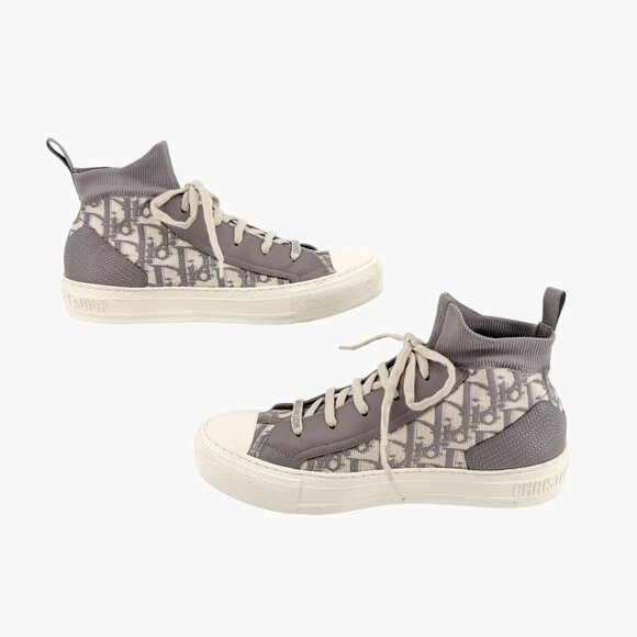 Dior Walk'n'Dior High Top Sneakers Size 39 US 9 Women's Gray Oblique Logo Sock - Picture 8 of 12